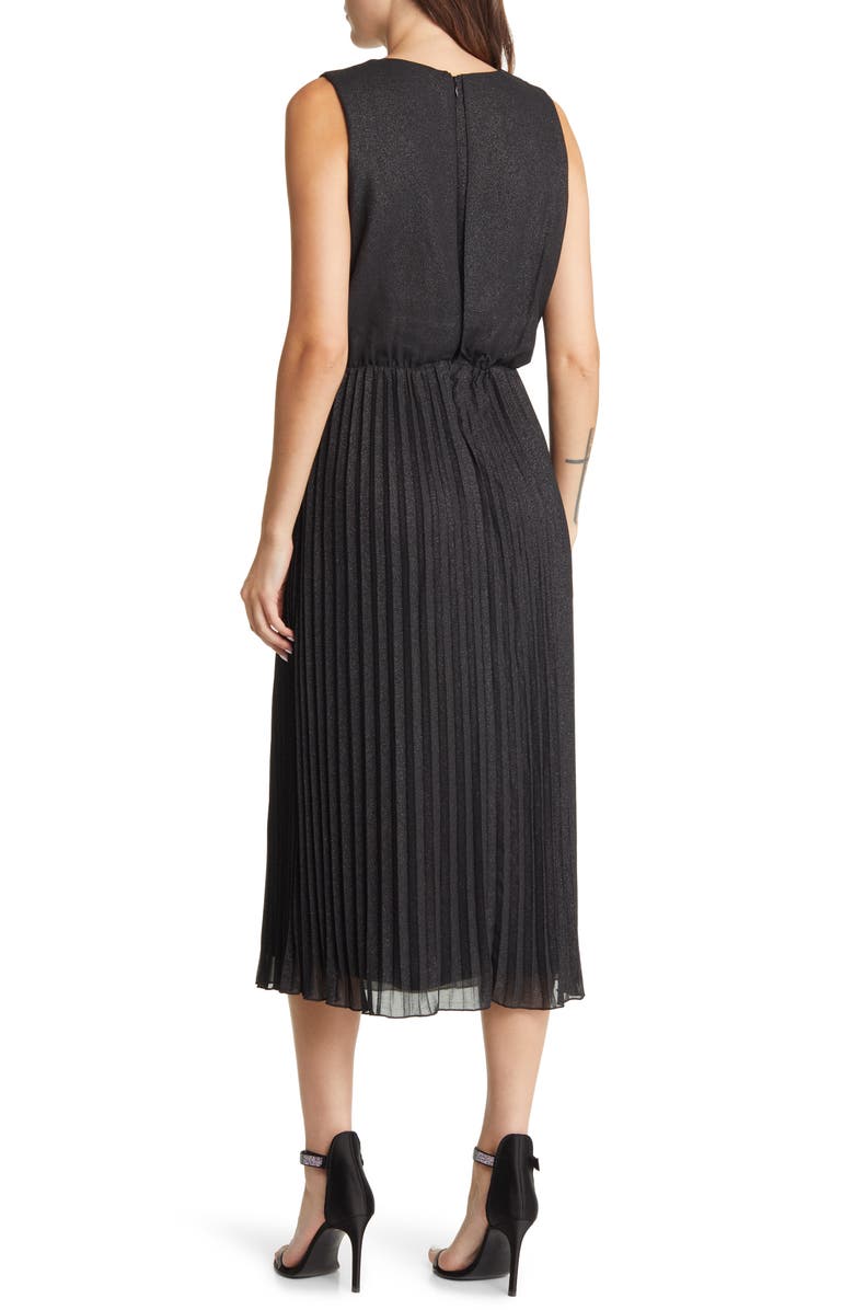 SAM EDELMAN Pleated Metallic Midi Dress