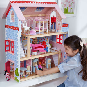 image 6 of KidKraft Chelsea Doll Cottage Wooden Dollhouse with 16 Accessories, for 5-Inch Dolls