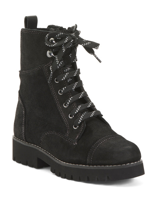 Waxy Suede Lace Up Boots