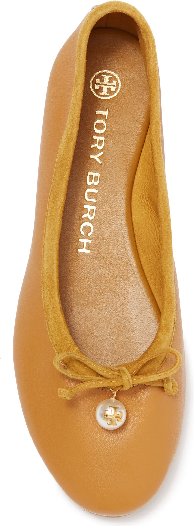 TORY BURCH Charm Ballet Flat, Alternate, color, TAN / DARK TOPAZ / WHITE