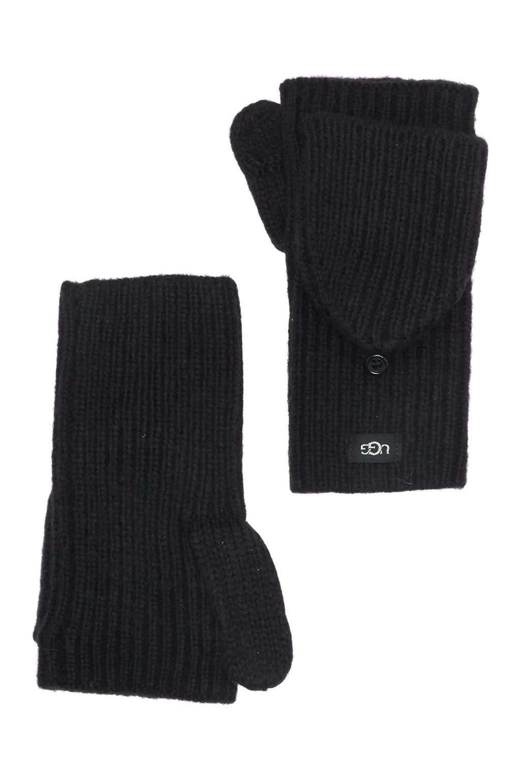 UGG<SUP>®</SUP> UGG Cozy Ribbed Knit Flip Mittens, Main, color, BLACK