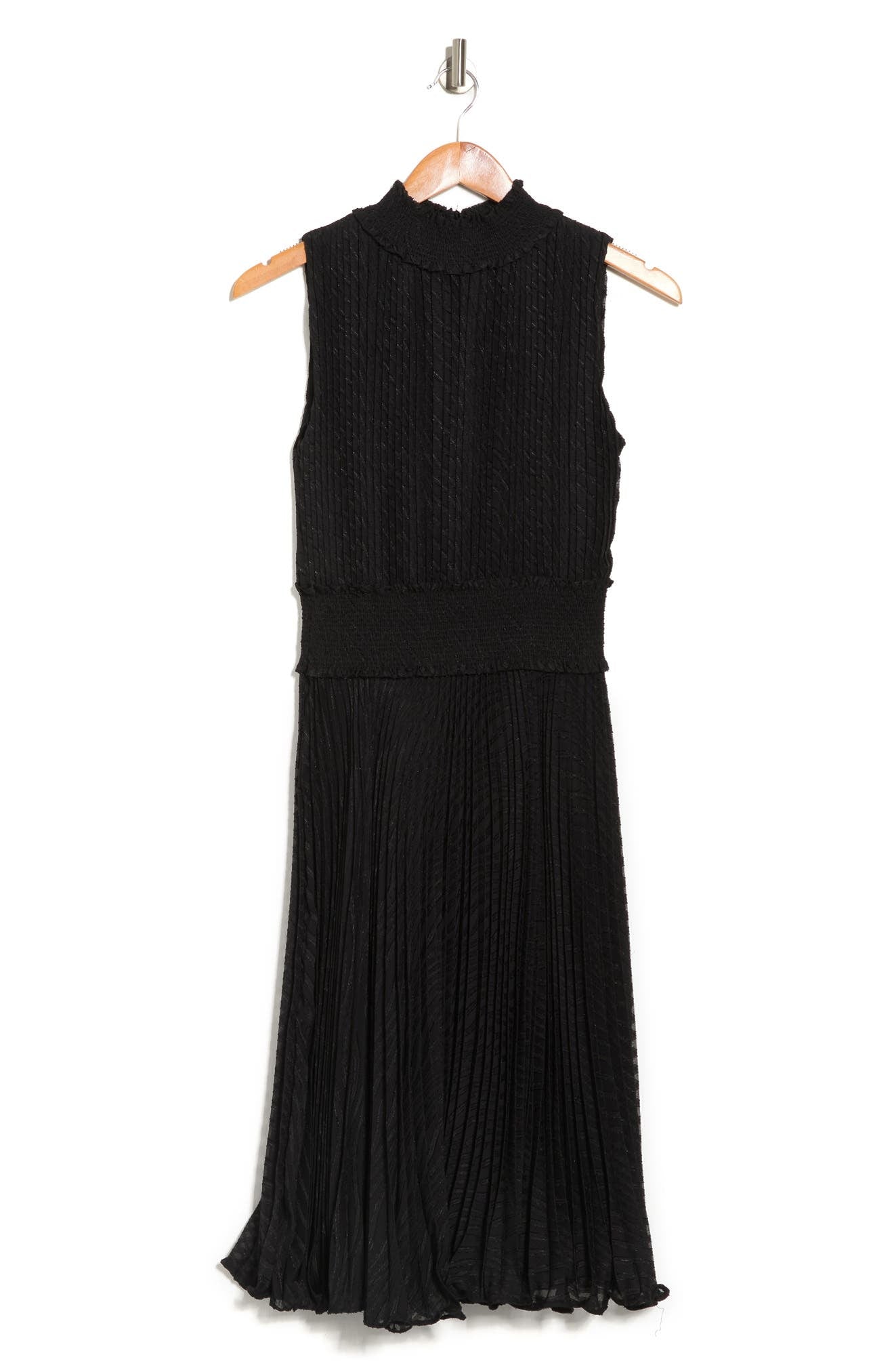 NANETTE NANETTE FOOTWR Dobby Pleat Midi Dress, Alternate, color, VERY BLACK
