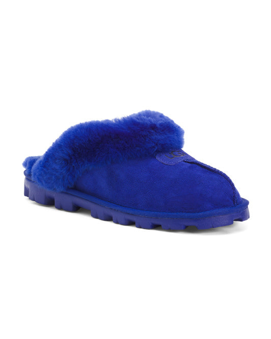 Suede Shearling Lined Mule Slippers