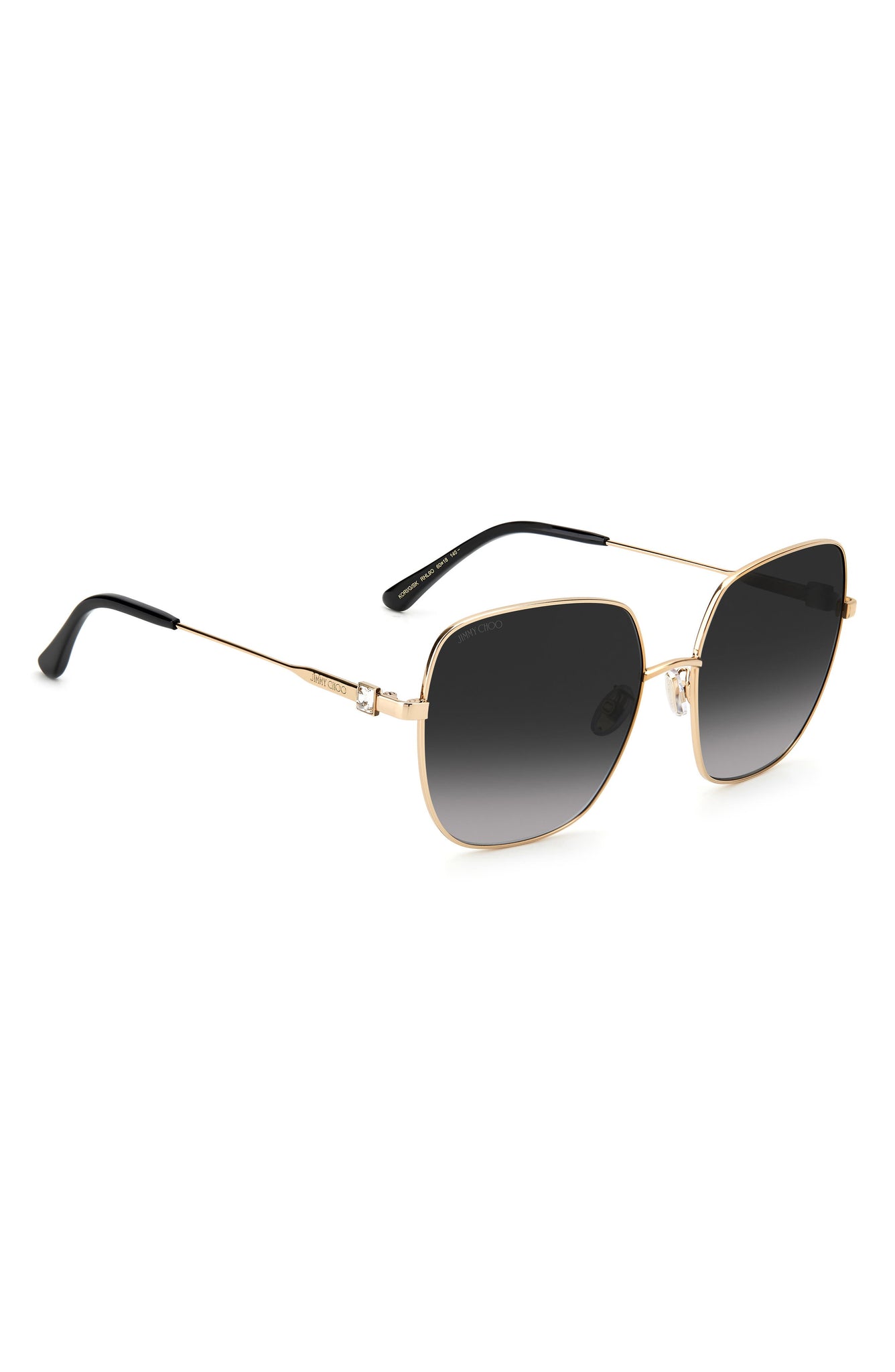 JIMMY CHOO 60mm Oversize Rounded Sunglasses, Alternate, color, GOLD BLACK / DARK GREY SHADED