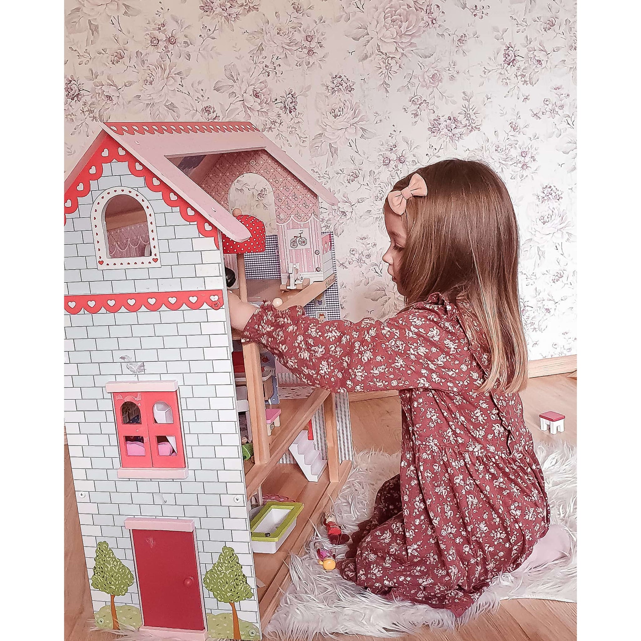 image 7 of KidKraft Chelsea Doll Cottage Wooden Dollhouse with 16 Accessories, for 5-Inch Dolls
