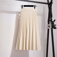Autumn and Winter High Waist Knitted Half Skirt Women's Mid length Woolen A-line Large Swing Academy Style Pleated Skirt