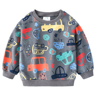Baby Car Sweatershirt 2021 Spring Kid's Clothes Toddler Fashion Print Tops Children's O Neck Pullover Outwear for Boys 2 5 7year