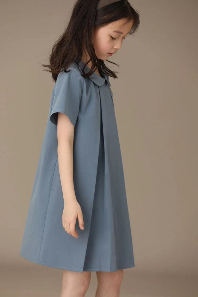 Children's Casual Dress Cotton Short Sleeve Clothes for Girls Korean Style Kids Party Dress Lovely Princess Dress