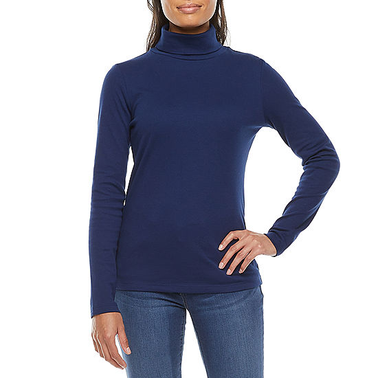 St. John's Bay Womens Turtleneck Long Sleeve T-Shirt