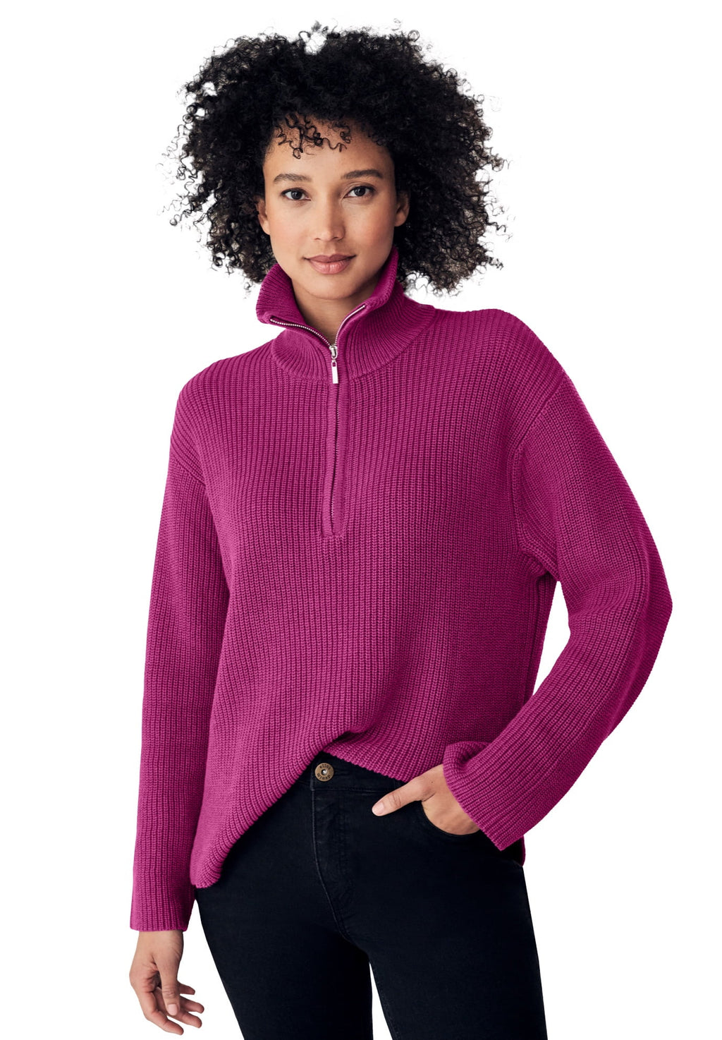 Ellos Women's Pullover Sweater With 1/4-Zip Collar - image 1 of 3