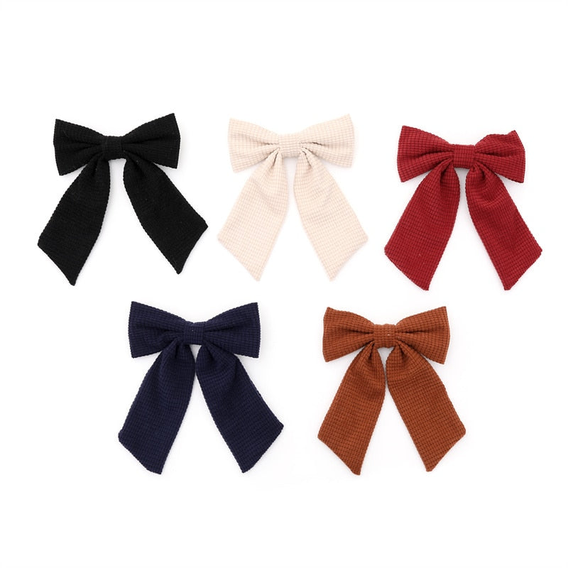 Fashion New girls Plaid cordury Hair large bow pony style padded headbands HAIR ACCESSORIES