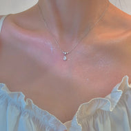 Fashion Water Drop Pendant Necklace Clavicle Chain Women Trendy Simple Tiny Rhinestone Jewelry Temperament Party Wedding Gift