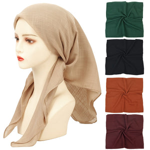 Geebro New Fashion Women Solid Color Scarf Headscarf Snood Neckerchief Female Foulard Padded Shawl Scarves Retro Head Neck Silk