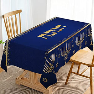 Hanukkah Linen Table Cloth Hebrew Jewish Chanukah Menorah Party Decoration Star of David Decor Kitchen Dining Home Table Cover