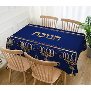 Hanukkah Linen Table Cloth Hebrew Jewish Chanukah Menorah Party Decoration Star of David Decor Kitchen Dining Home Table Cover