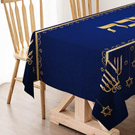 Hanukkah Linen Table Cloth Hebrew Jewish Chanukah Menorah Party Decoration Star of David Decor Kitchen Dining Home Table Cover