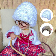 Kids Boy Girl Hat Cute Old Lady Woman Curly Hair Wig Cap Skullies Beanies Winter Knitted Children Baby Hats and Caps Accessories