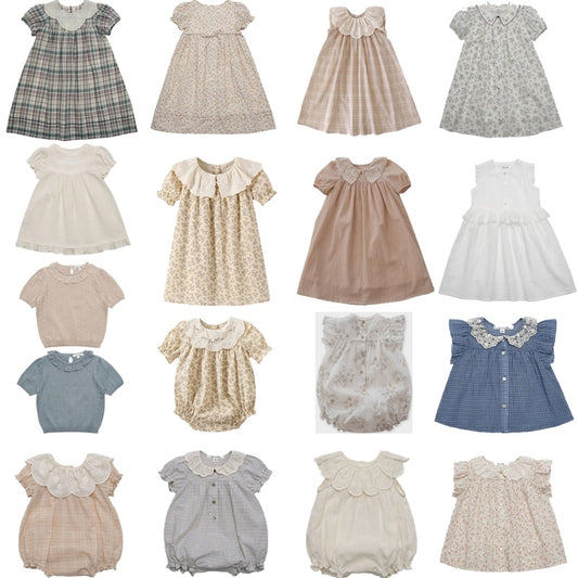 Kids Dresses 2023 New Summer Lou Brand Girls Cute Lace Flower Print Short Sleeve Princess Dress Baby Child Fashion Clothes