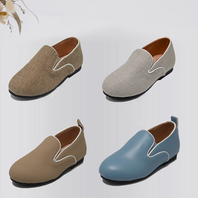 Kids Shoes Spring Summer Tan New Design Blue LinensFor Boys Girls Casual Shoe Popular Rubber Size 21-35
