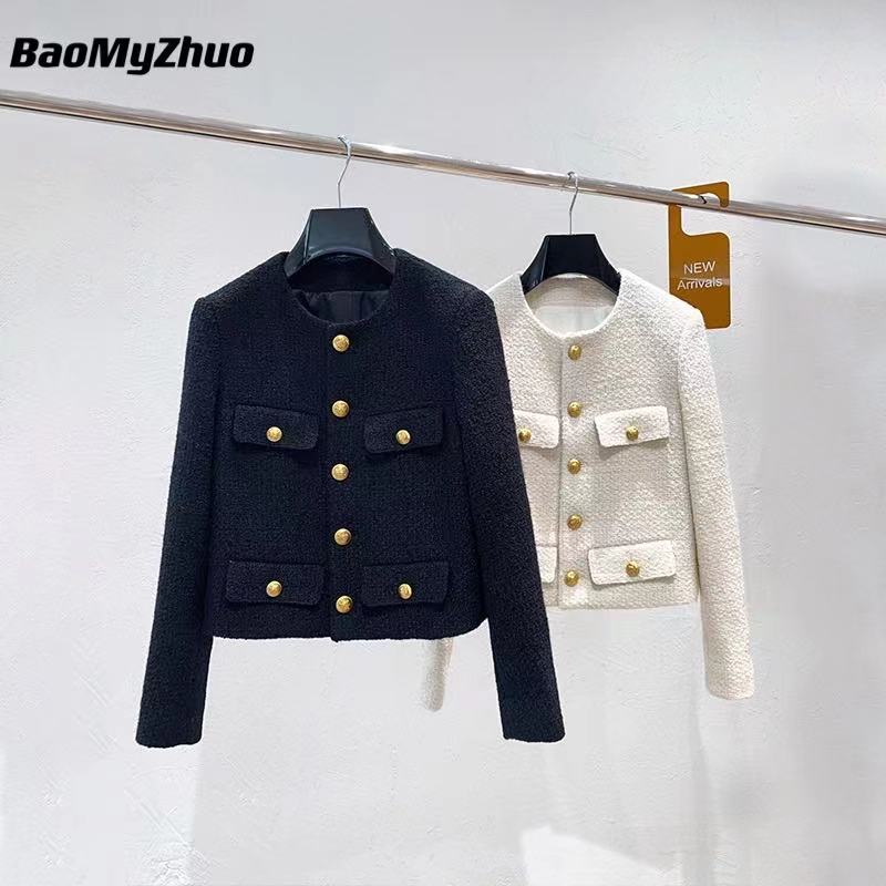Luxury High Quality Female Fashion Golden Single Breasted Coat Jacket Women 2021 Vintage Outerwear Autumn 2022 Jackets Branded