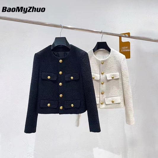 Luxury High Quality Female Fashion Golden Single Breasted Coat Jacket Women 2021 Vintage Outerwear Autumn 2022 Jackets Branded