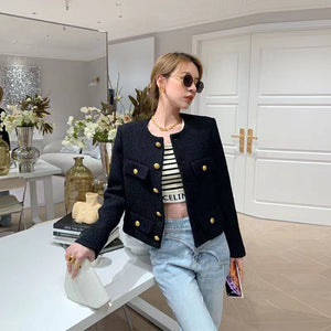 Luxury High Quality Female Fashion Golden Single Breasted Coat Jacket Women 2021 Vintage Outerwear Autumn 2022 Jackets Branded