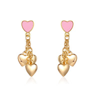 New 2021 Signature Rose Pave Heart Stud Earrings for Women Female Modern Fashion Jewelry Korea Style