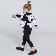 New 2022 Baby Boys Girl Clothes Cute Cartoon Cotton Knitting Fashion Children Black White Bear Sweater Boys Cardigan Kids Coat