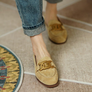 New Spring/Autumn Fashion Camel Buckle Casual Kid Suede Women Loafers Solid British Style Low Heel Pumps Slip-on Shoes for Women