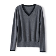 Oversize Women Vintage V-Neck Knit Sweater Spring Casual Knitwear Top Korean Fashion Pullover Loose Long Sleeve Sweaters New