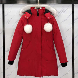 Real Fox Fur Ball Winter Women MoosennKnukles Parka Down Jackets Thicker Outdoor Fashion Long Coat