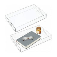 Serve Tray Clear Acrylic Spill Proof Storage Tray Coffee Table Breakfast Tea Serve Food Tray with Handle Kitchen Storage