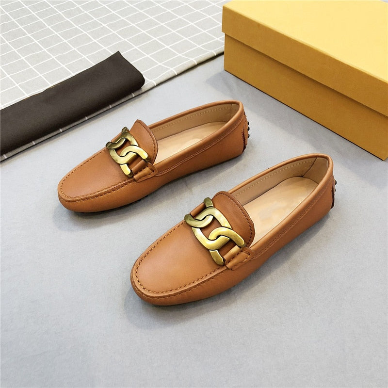 Spring and autumn women's shoes leather loafers flat beanie shoes ballet shoes British style leather shoes