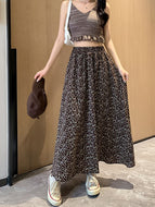 TIGENA Vintage Floral Print Chiffon Maxi Skirt for Women 2023 Spring Summer Aesthetic Ankle-length High Waist Long Skirt Female