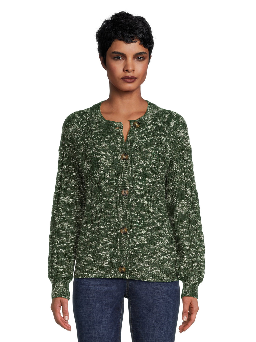 Time and Tru Women's Cable Knit Cardigan Sweater, Midweight, Sizes XS-XXXL - image 1 of 6