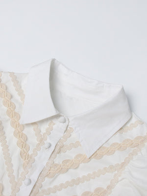 VGH Elegant White Dress For Women Lapel Long Sleeve High Waist Solid Ruched Minimalist Midi Dresses Female Summer Clothing 2022