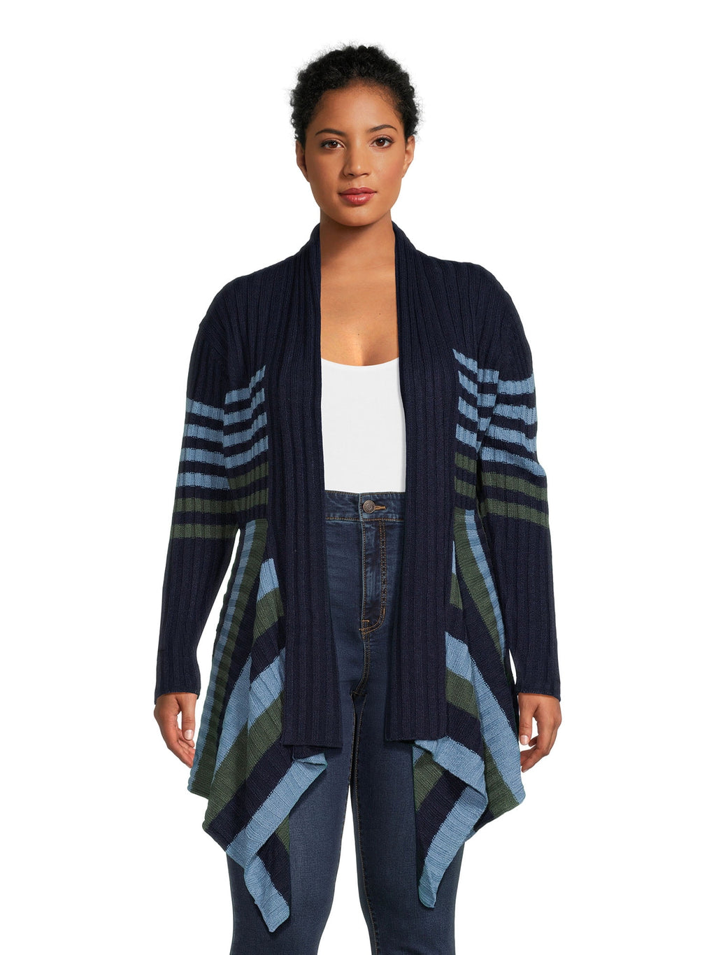 What's Next Women's and Women's Plus Size Ribbed Flyaway Cardigan - image 1 of 7