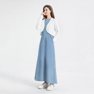 Women Denim Sleeveless Dress 2023 Summer Maxi Dresses with Pockets High Quality Well Made Cotton, #1111
