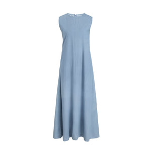 Women Denim Sleeveless Dress 2023 Summer Maxi Dresses with Pockets High Quality Well Made Cotton, #1111