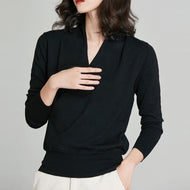 Women Elegant Wrap Over Sweater Wool Blended Jumper M,L,XL