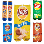 Women's Creative Happy Foods Potato Chips Printing Snack Candy Knee Socks Funny Harajuku Casual Fashion Long Sokken Dropship