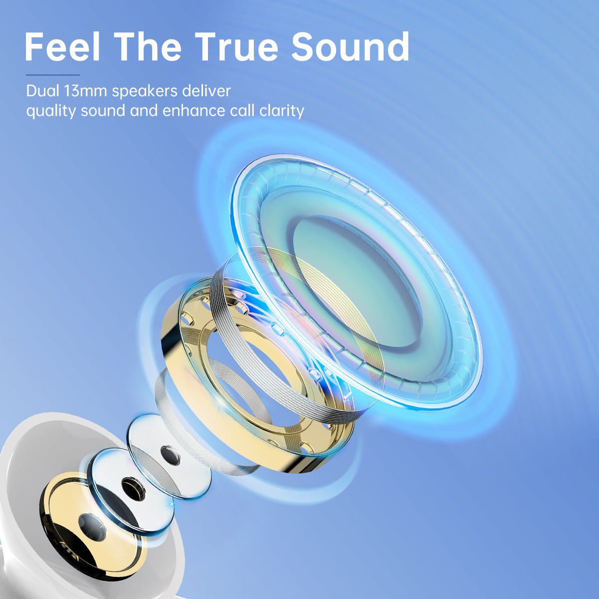 image 2 of Wireless EarbudsBluetooth 5.0 Wireless Earbuds Bluetooth Headphones with Deep Bass HiFi 3D Stereo Sound Built-in Mic Earphones with Portable Charging Case for Smartphones and Laptops (White)