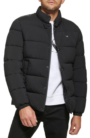 Calvin Klein Snap Front Puffer Jacket, Main, color, EBONY