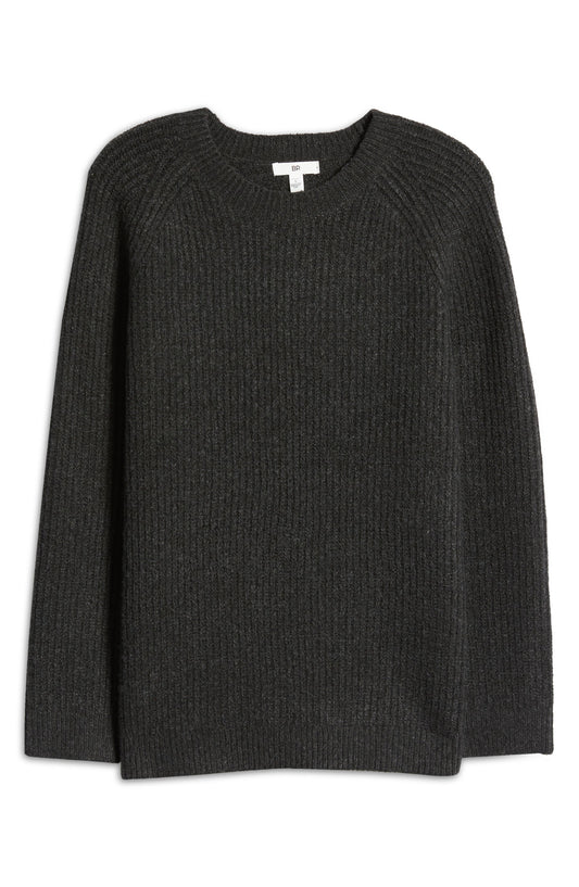 BP. Plaited Stitch Recycled Blend Crewneck Sweater, Alternate, color, BLACK