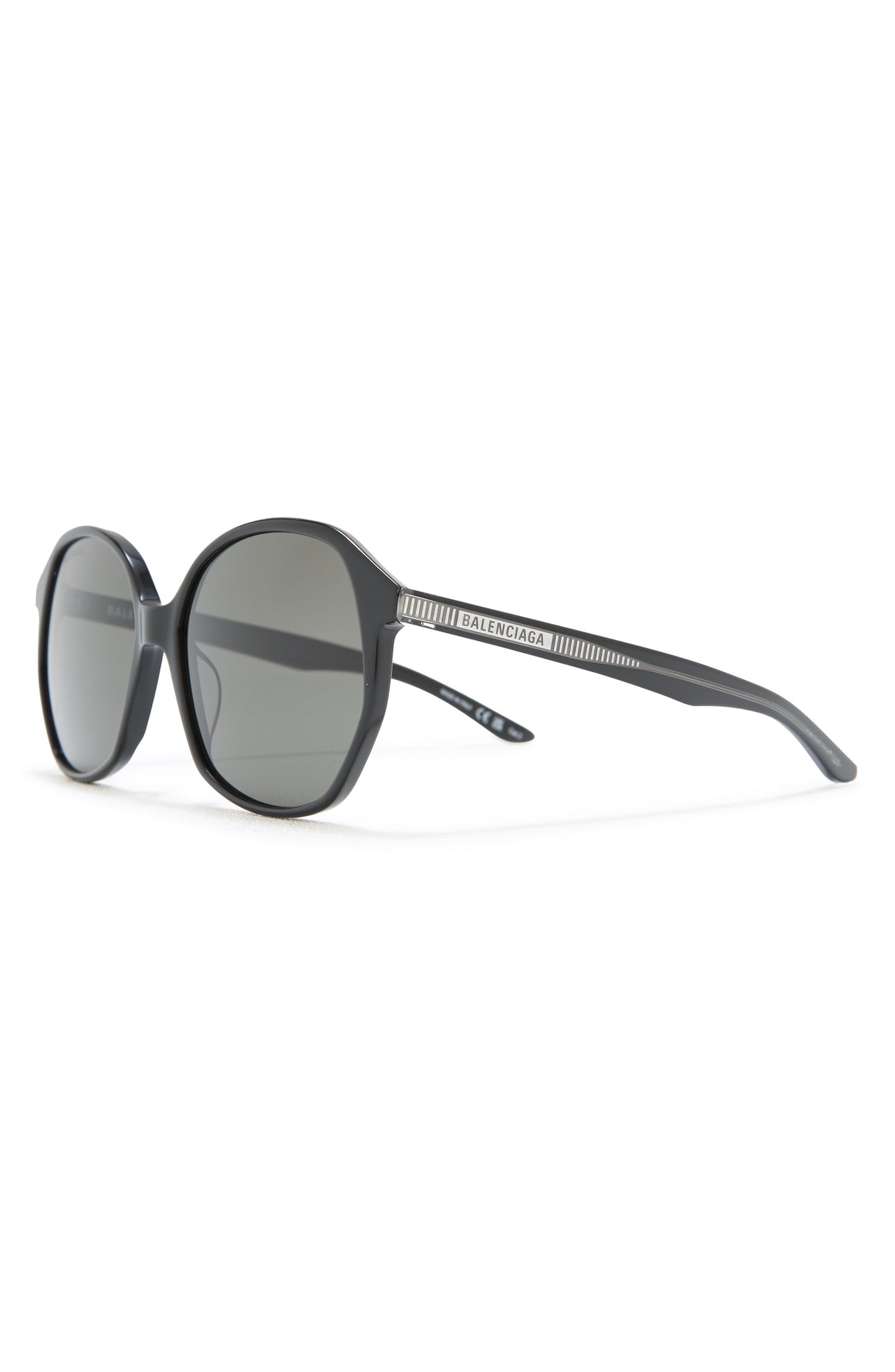 Balenciaga 58mm Round Sunglasses, Alternate, color, BLACK BLACK GREY