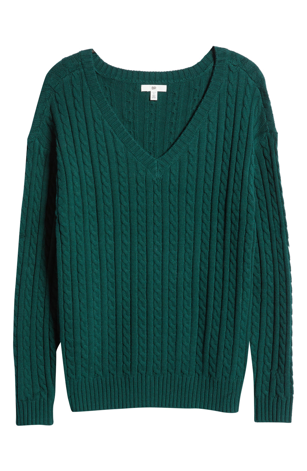 BP. Cable Knit Cotton & Recycled Polyester Sweater, Alternate, color, GREEN BOTANICAL