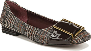 Franco Sarto Tahlia Buckle Square Toe Flat, Main, color, BROWN