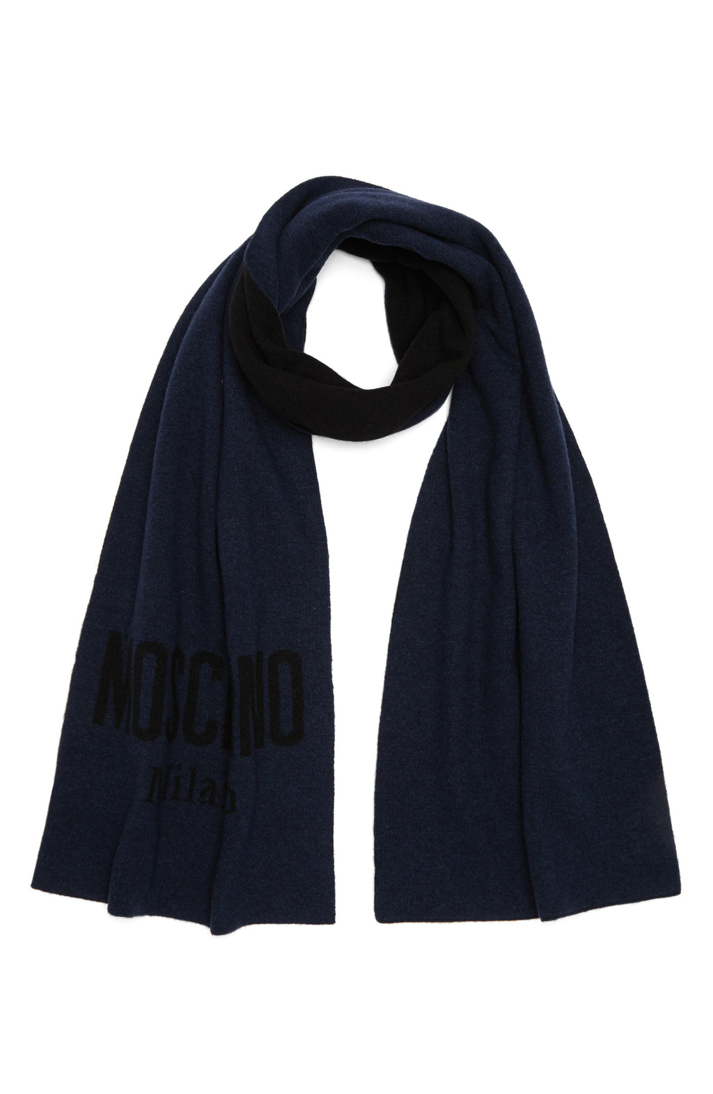 MOSCHINO 'Moschino' Cold Weather Scarf, Main, color, NAVY