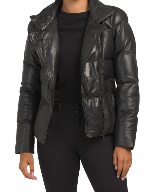 main image of Leather Puffer Jacket