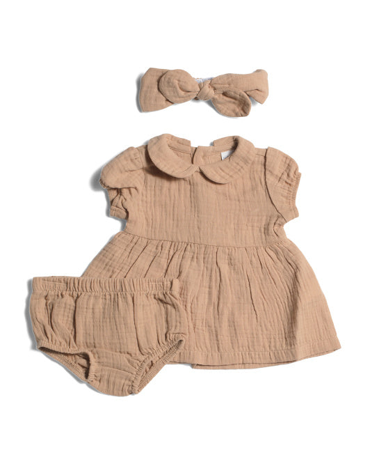 Baby Girls 3pc Woven Dress Set